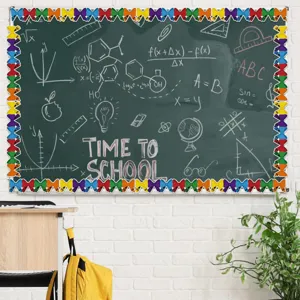 Colorful stationery pattern bulletin board border sticker used in a classroom setting.