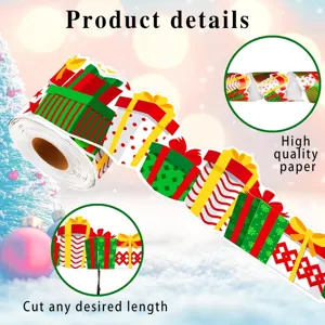 10m roll of festive Christmas gift box border stickers for bulletin board decor