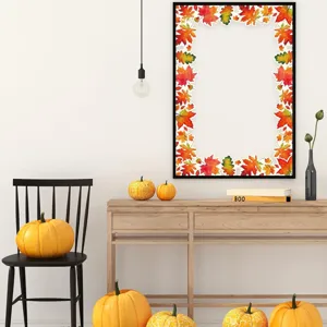 Autumn maple leaf border stickers applied to a bulletin board in a fall-themed room