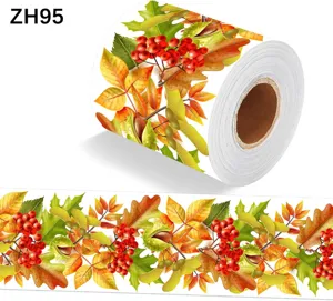 Autumn leaves and red berries bulletin board border sticker roll for classroom decoration