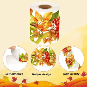 Detail view of self-adhesive autumn bulletin board border with colorful leaf patterns