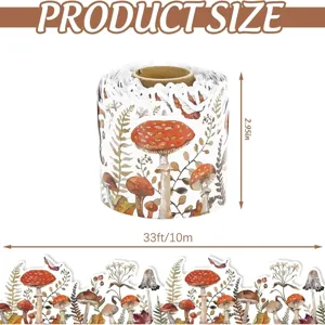 Mushroom bulletin board border sticker 33ft roll for classroom decoration 2.95in width