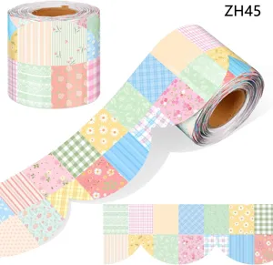 Rollos de pegatinas decorativas para bordes de tablones con diseño floral macaron