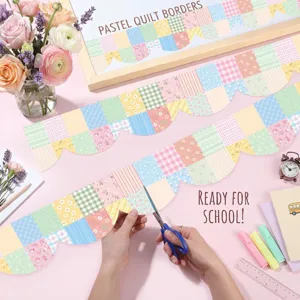 Bordes de tablón de anuncios florales en tonos pastel para decorar el aula y la escuela