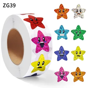 Holographische Stern Smile Gesicht Aufkleber Mehrfarbige Laser Selbstklebende Dekore Für Kinder DIY Scrapbooking Deko