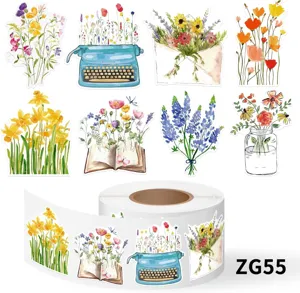 Aquarel bloemenstickers voor DIY scrapbooking en decoratieve geschenkverpakkingen