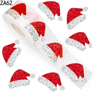 Impermeable PET Láser Navidad Pegatinas Gorro Rojo Árbol Verde Copo De Nieve Etiquetas Decorativas Regalo Sello