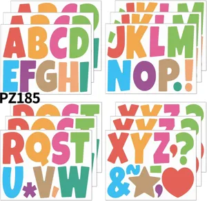 Large colorful vinyl alphabet stickers set for classroom bulletin board wall decoration