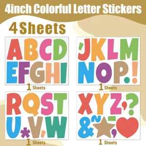 4-inch large colorful vinyl alphabet stickers for bulletin board and classroom decor