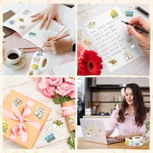 Rol bloemenstickers voor DIY-dagboeken, cadeauverpakkingen en laptopdecoratie