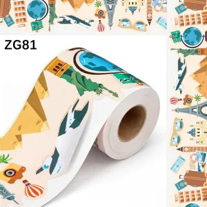 Detailed close-up view of 10m world travel themed decorative border sticker roll for classroom