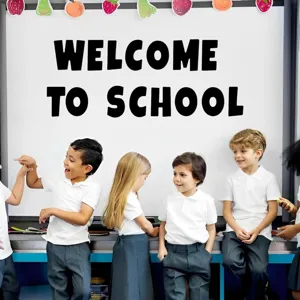 Large black vinyl Welcome to School letter stickers for classroom bulletin board decor