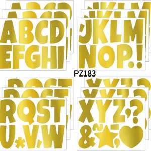 Waterproof Vinyl Alphabet Letter Stickers For Classroom Bulletin Board Self-Adhesive Metallic Large English Letters Symbols Decals Kit For Chalkboard DIY Home Wall Crafts Decoration