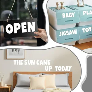 Large white vinyl letter stickers for home decor organization and message board labels