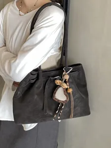 Vintage γυναικεία τσάντα tote μεγάλης χωρητικότητας με σχέδιο ζώνης και καρδιά
