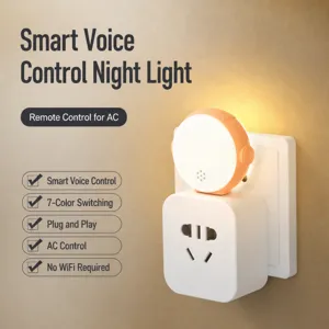 USB Voice Controlled Air Conditioner Companion Night Light Smart Voice Control Bedside Lamp USB Powered Room Decor