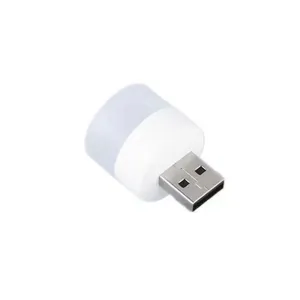Luce notturna LED USB portatile, mini lampada da comodino rotonda bianca per camera.