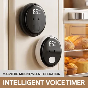 Temporizador de Cocina Digital Inteligente Controlado por Voz Magnético Recargable Pantalla LED para Cocina Oficina Hogar