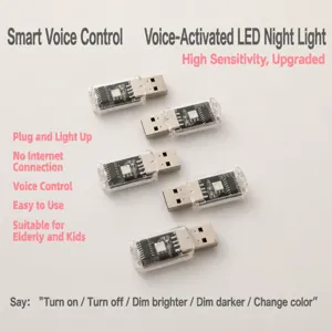 Modulo luce notturna LED USB con controllo vocale e guscio trasparente