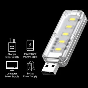 Luz nocturna LED USB portátil lámpara de enchufe luz cálida para dormitorio mesita de noche