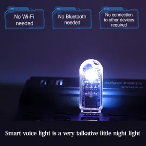 Luce Notturna LED USB Mini Luce d'Ambiente Intelligente a Controllo Vocale Portatile Plug and Play Illuminazione da Scrivania per Camera Soggiorno