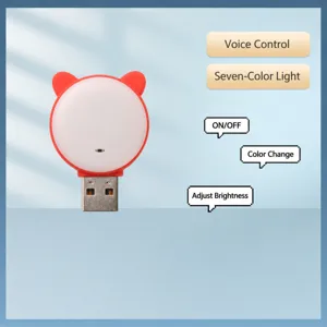 Mini Luce Notturna LED USB Contrololata Vocale Gatto Carino Illuminazione Ambientale Lampada Da Comodino Intelligente Per Camera Da Letto Home Decor