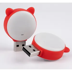 Luz nocturna LED USB bonita con diseño de orejas de gato de silicona para dormitorio y escritorio.
