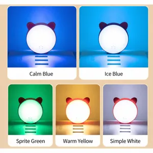 Luz de noche inteligente de mesita con orejas de gato y luz ambiental LED multicolor.