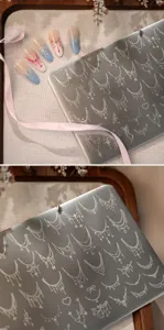 Vista dettagliata della piastra per stamping TG-013 con eleganti motivi a catena e stelle