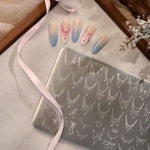 TENSOR Piastra per Stamping Unghie in Acciaio Inossidabile TG-013 Disegni Gioiello Cuore Stella Fiocco DIY Nail Art Strumento