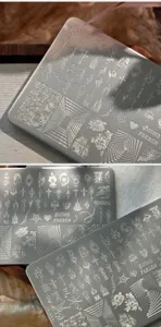 Vue détaillée de la plaque de stamping nail art gothique TG-008 avec motifs crânes et croix
