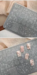 Detailed view of Japanese style cartoon bear nail art stamping plate TG-021