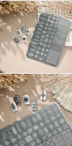 Piastra per stamping unghie bohémien TG-015 con intricati motivi floreali in pizzo