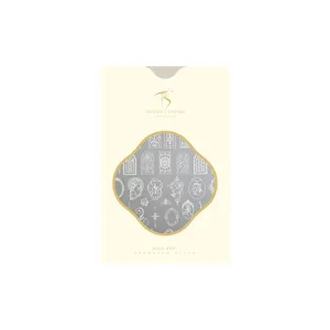 Gothic European vintage window and frame nail art stamping plate in branded sleeve