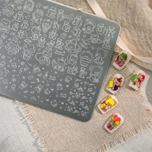 Stainless Steel Nail Stamping Plate Cartoon Bear Heart Star Pattern Template Engraved Manicure Tool For DIY Nail Art Decoration
