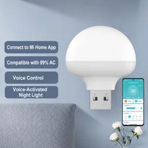 Luz Nocturna Inteligente de Compañero de Aire Acondicionado Enchufe USB Control de Voz Luz LED Dispositivo de Decoración del Hogar