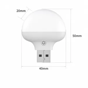 Luz Nocturna LED USB Portátil Mini Lámpara de Cabecera Redonda USB 5V 1W blanco