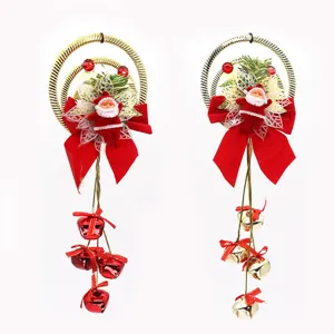 Addobbo Albero di Natale Babbo Natale Campanella Decorazione Appesa per Festa di Natale Casa Decor Rosso Oro Ciondolo