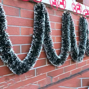 Christmas Tinsel Garland Dark Green With White Snow Effect Tips For Christmas Tree Decoration Festive Party Ornament