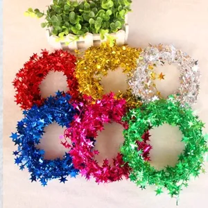 Kerst Ster Pailletten Lametta Guirlande IJzerdraad Kleurrijke Ster Lint Voor Kerstboom Feest Thuis Decoratie DIY Handwerk Ornament