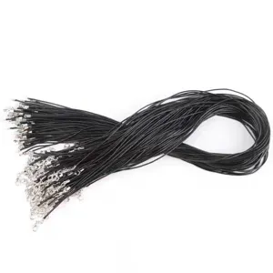 Lot de colliers en cordon ciré noir de 1,0 mm avec fermoirs mousqueton pour bijoux DIY.