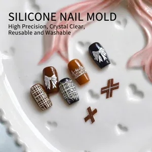 Transparente Silikon 3D Nagelkunst-Form Schmetterling Spitze Diamantgitter Relief DIY Nageldekoration Vorlage Damen