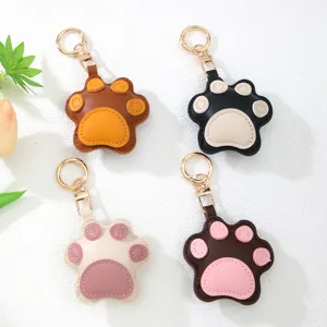 Cute PU Leather Cat Claw Keychain Sweet Cartoon Bag Pendant Car Keyring Key Chain For Women Girls Fashion Accessories