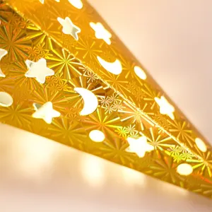 Premium gold holographic laser 3D star hanging decoration for Christmas and wedding decor