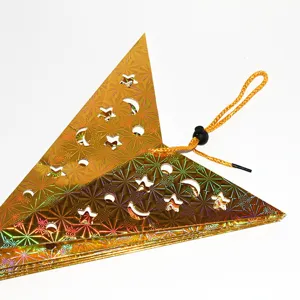 Gold holographic laser 3D star hanging ornament for Christmas and party decor