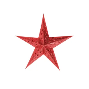 Red laser 3D five-pointed star hanging ornament for Christmas and party decoration