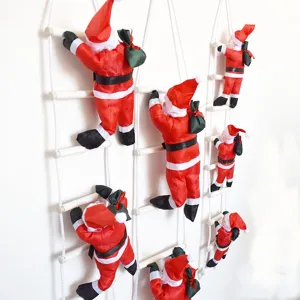 Babbo Natale Che Si Arrampica Sulla Scala Decorazioni Natalizie Ornamento Da Appendere Babbo Natale Di Peluche Su Scala Di Corda Per Decorazioni Parete