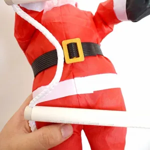 Vista dettagliata di una figura di Babbo Natale su una scala bianca per decoro natalizio