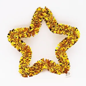 Christmas Star Tinsel Garland Hanging Ornament PVC Iron Wire Five-Pointed Star Festive Holiday Window Decoration