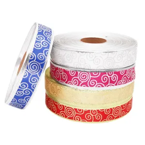 Cintas decorativas navideñas de 5 cm con patrones de remolinos brillantes en colores